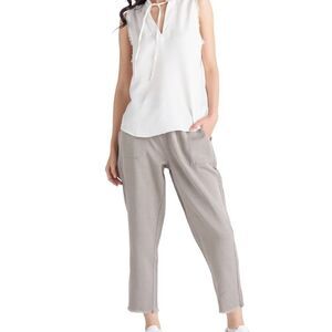 BLACK TAPE WOMEN'S FRAYED-HEM PULL-ON JOGGERS IN SUPER LIGHT SAGE WASH XXL NWT‎